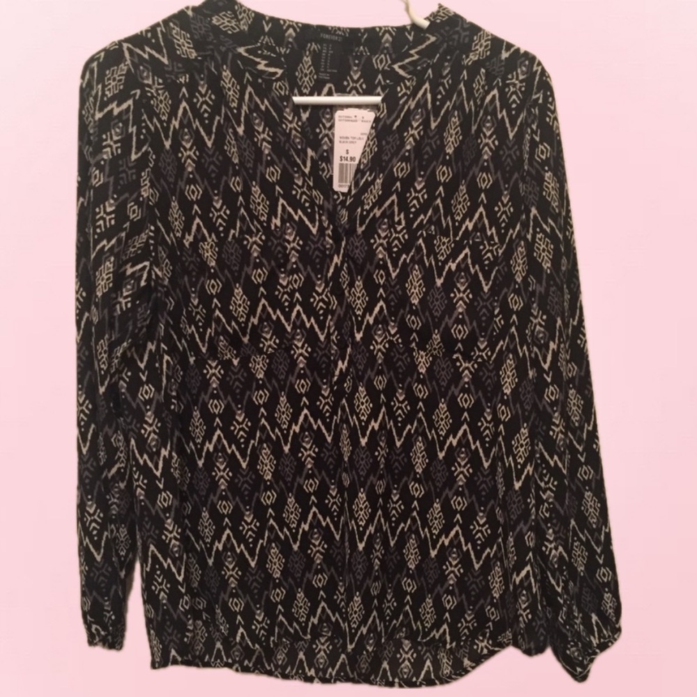 Button Up Printed Blouse.